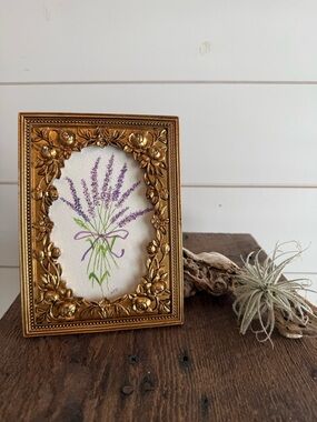 Hand crafted original watercolor in 4x6 gold frame